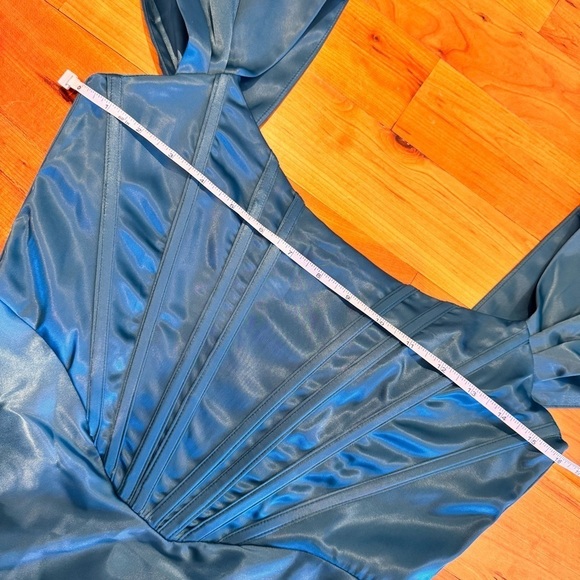 House of CB Loretta style Satin Corset Dress NWT Emerald Peacock green NEW sz S - Picture 9 of 15